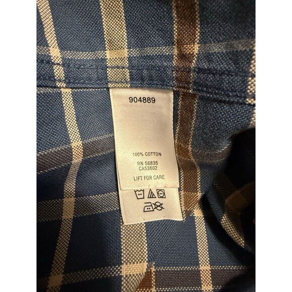 Cabela’s Plaid Button Front Shirt Size L Blue Brown READ - Picture 5 of 6